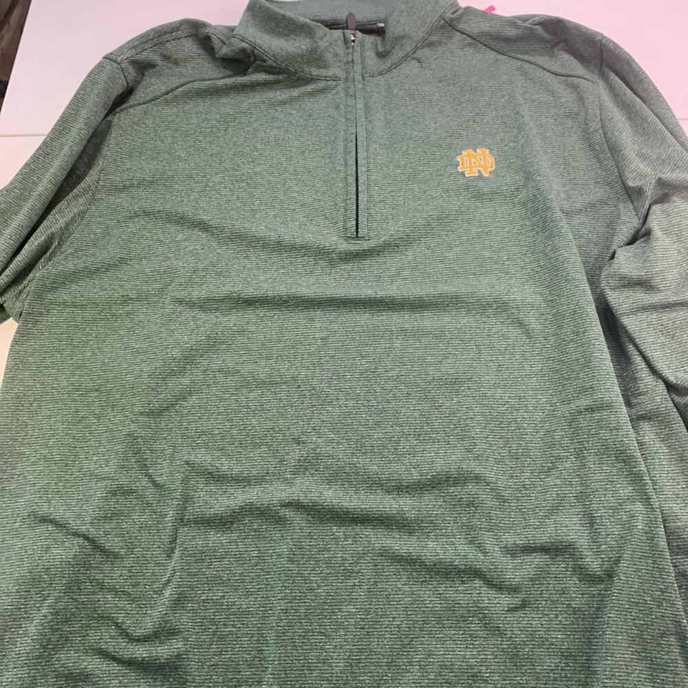 Norte Dame Fighting Irish Heather Green 1/4 Zip Pullover Mens 2XL